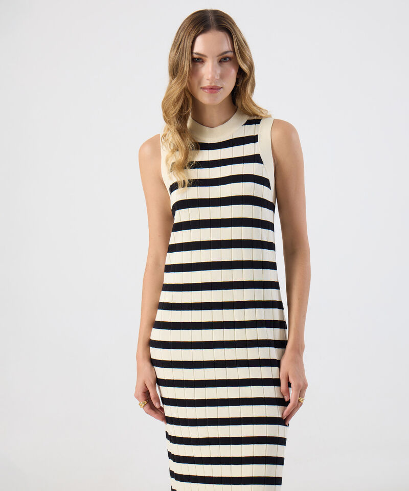Vestido Para Mujer Largo Rayas Sin Mangas Tejido Punto
