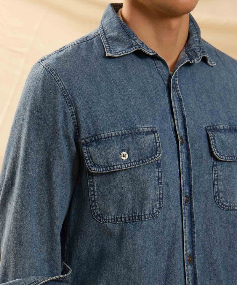Camisa Denim Con Doble Bolsillo Para Hombre