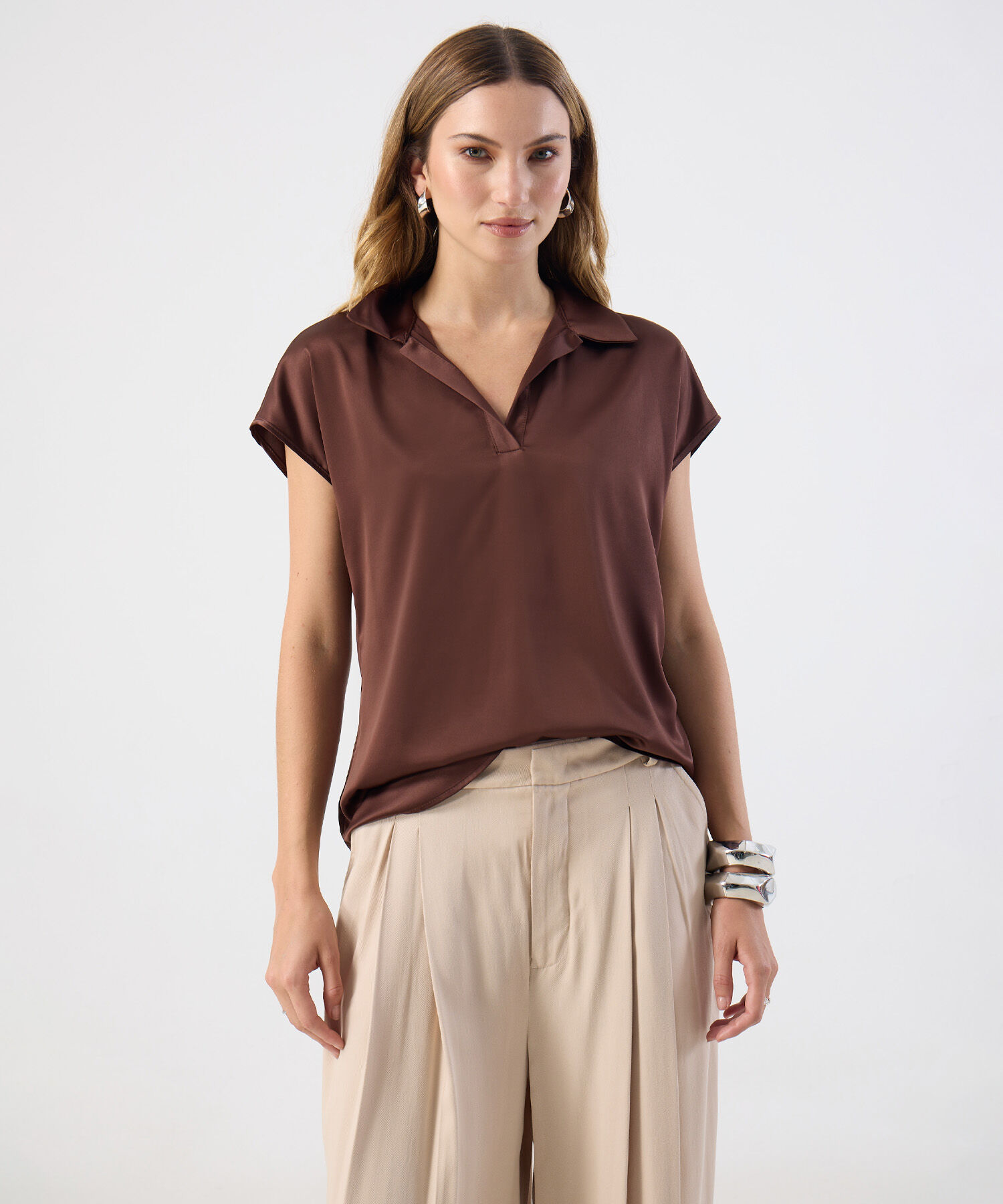 Blusa Casual De Manga Corta Para Mujer