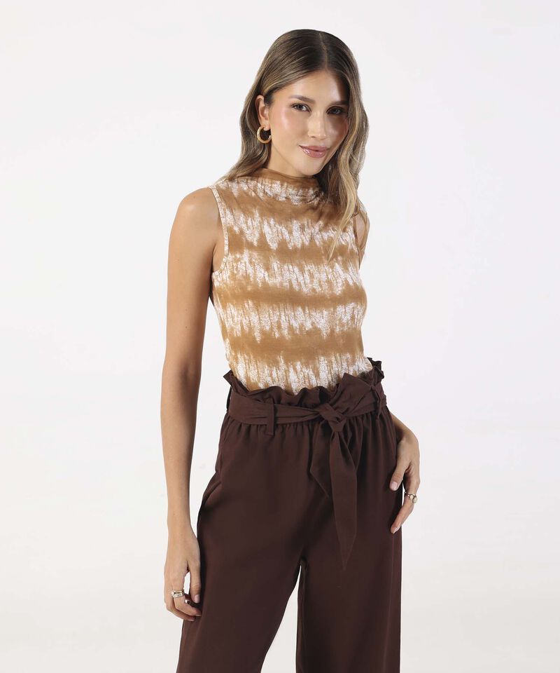 Camiseta Para Mujer Cuello Alto Estampado