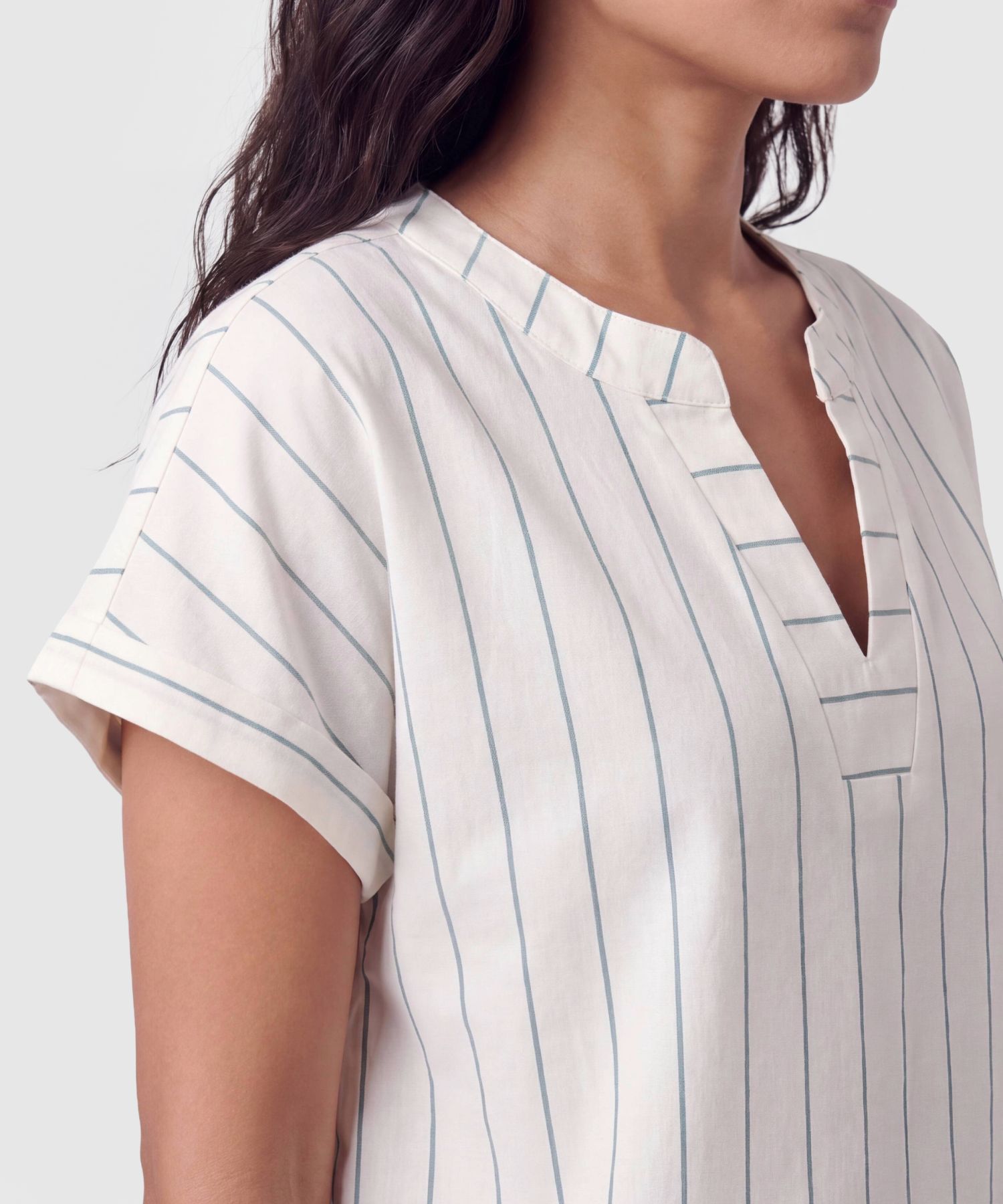 Blusa Cuello Mao A Rayas Para Mujer