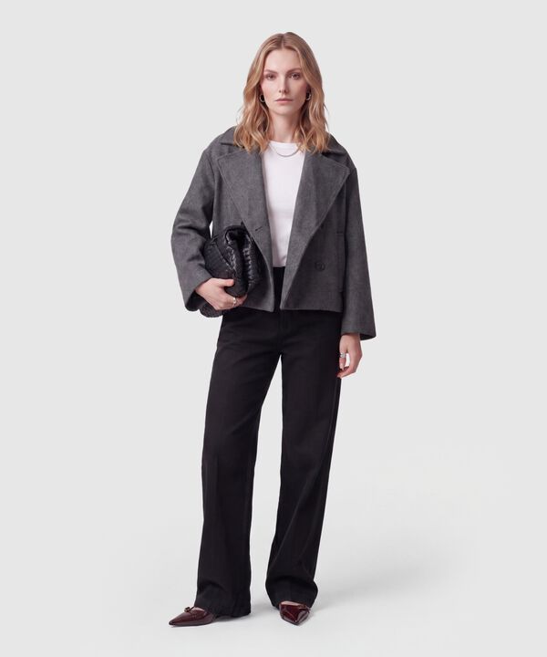 Chaqueta Cruzada De Corte Corto Para Mujer