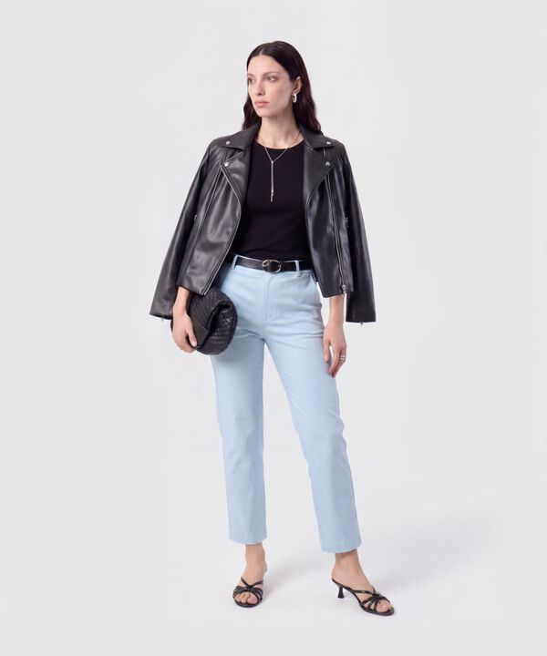 Pantal&oacute;n Unicolor con Pasadores Para Mujer