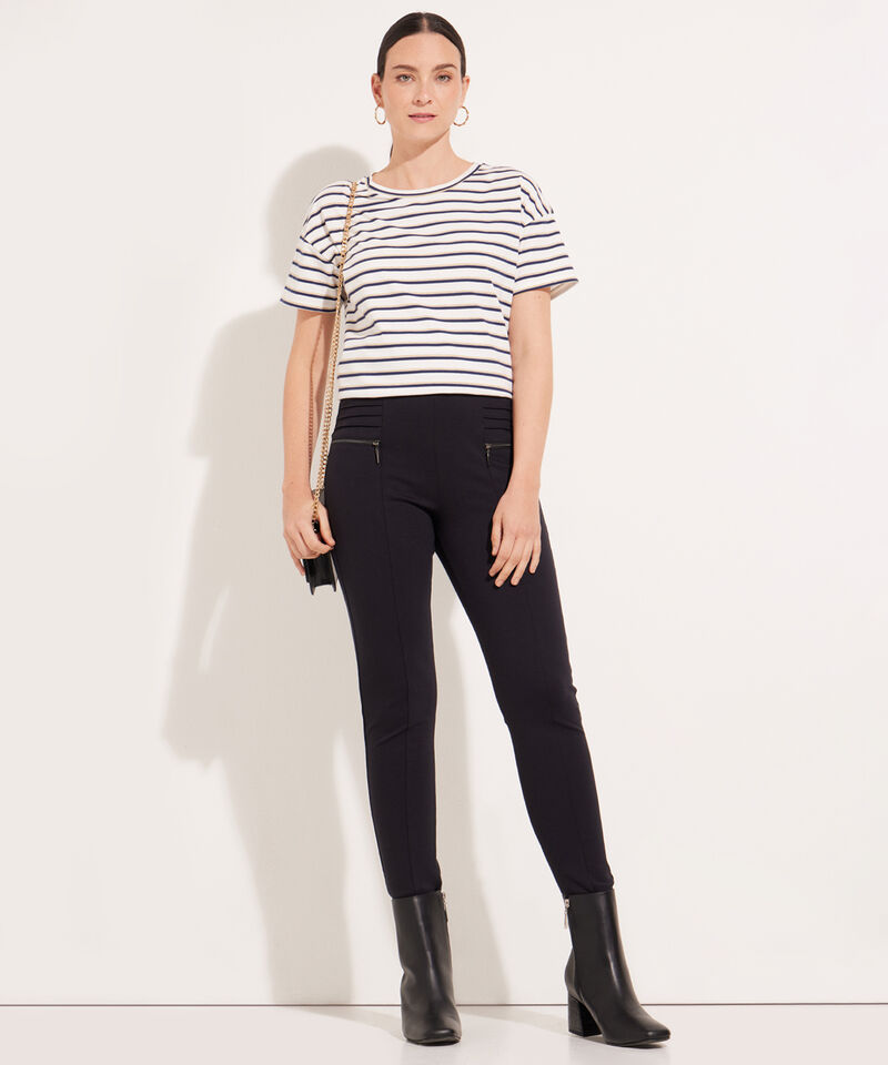 Leggings Con Cremallera En Frente Y Detalle De Alforzas