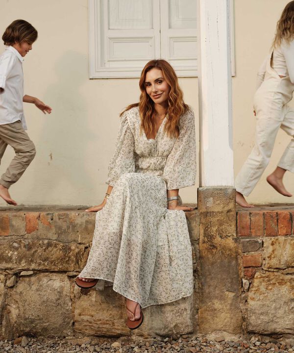 Vestido Largo Con Cintura Enresortada Para Mujer