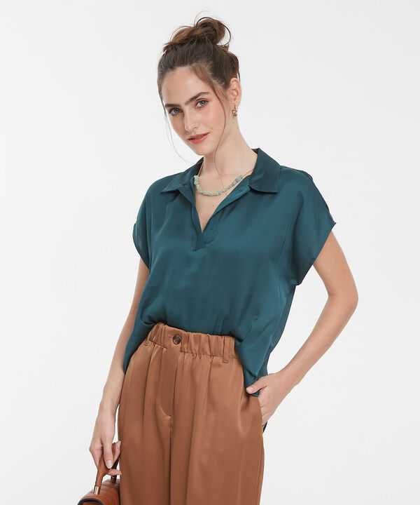 Blusa A Manga Corta Corrida