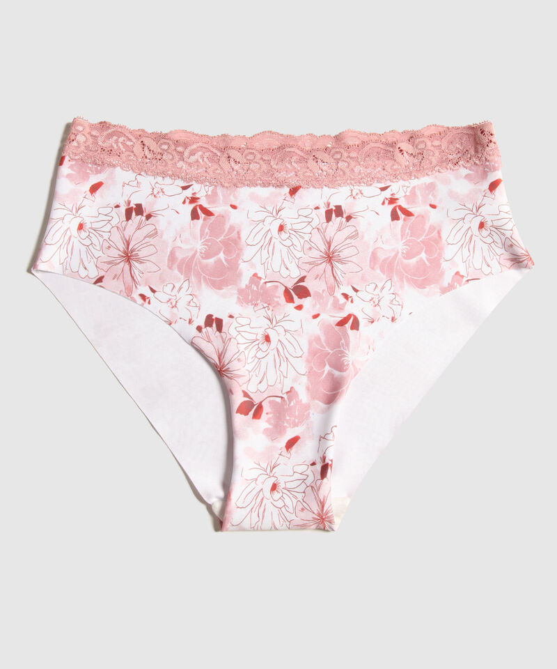 Panty Clásico Estampado Con Encaje En Cintura