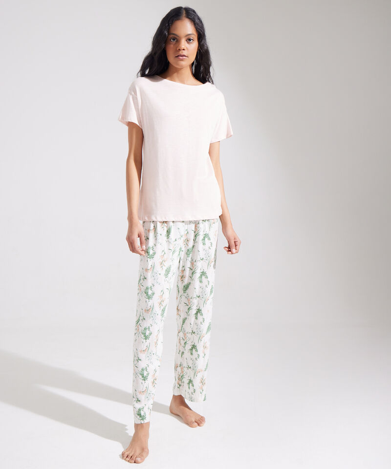 Pijama Set Camiseta Manga Corta Y Pantalón Largo Estampado