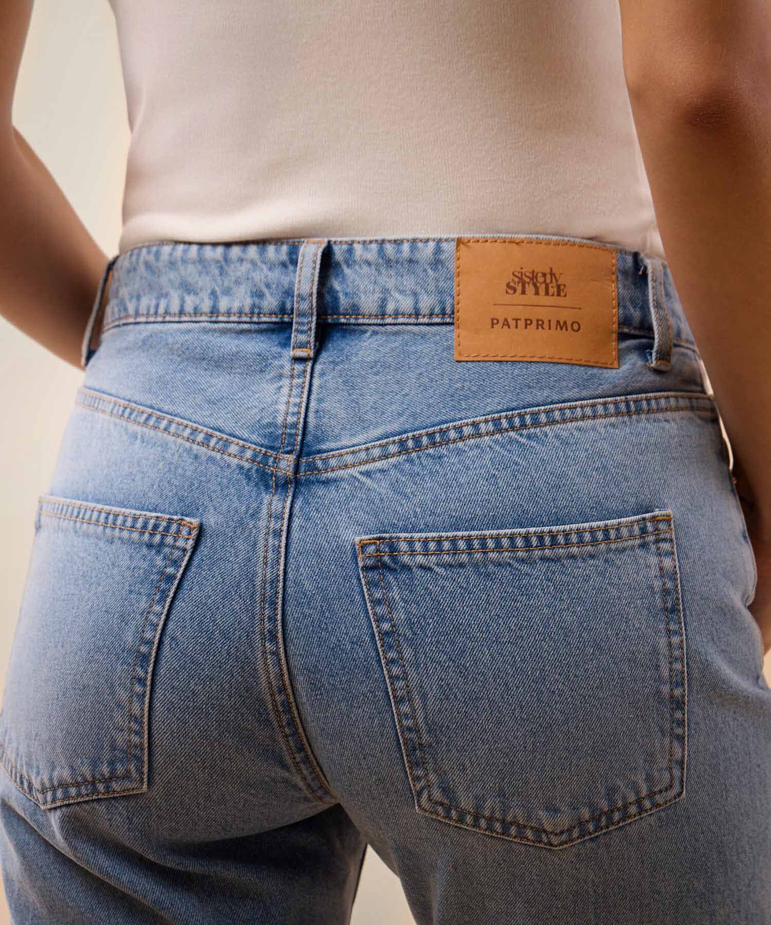 Jean Straight Tiro Alto Para Mujer