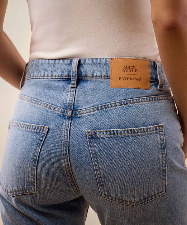 Jean Straight Tiro Alto Para Mujer