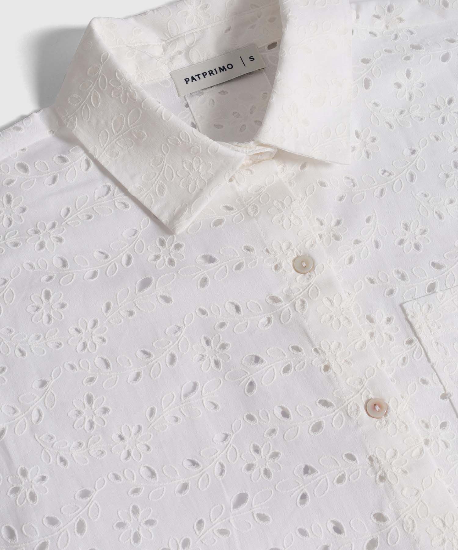 Camisa Manga Corta Con Bordado Para Mujer