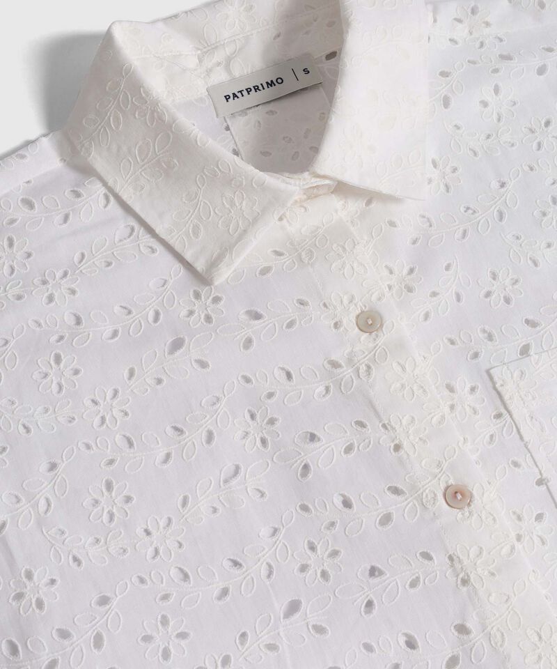 Camisa Manga Corta Con Bordado Para Mujer
