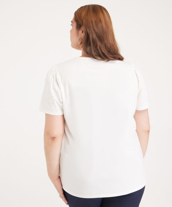 Camiseta Manga Corta Con Bordado De Lentejuelas En Mangas