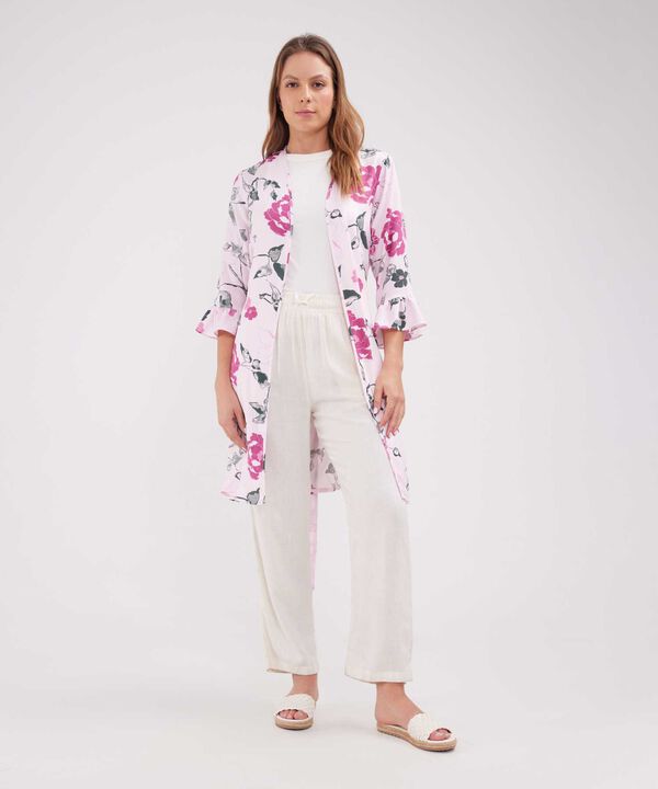Saco Tipo Kimono Estampado Con Arandela En Mangas  image number null
