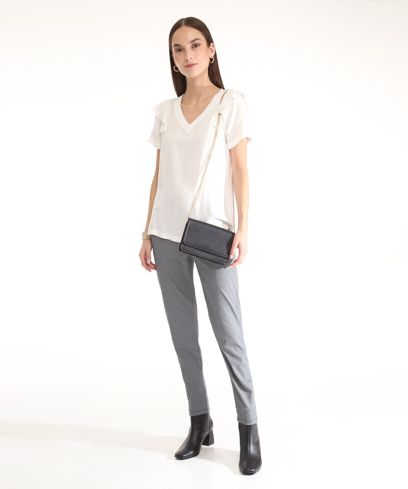 Blusa Manga Corta Con Tira Tejida
