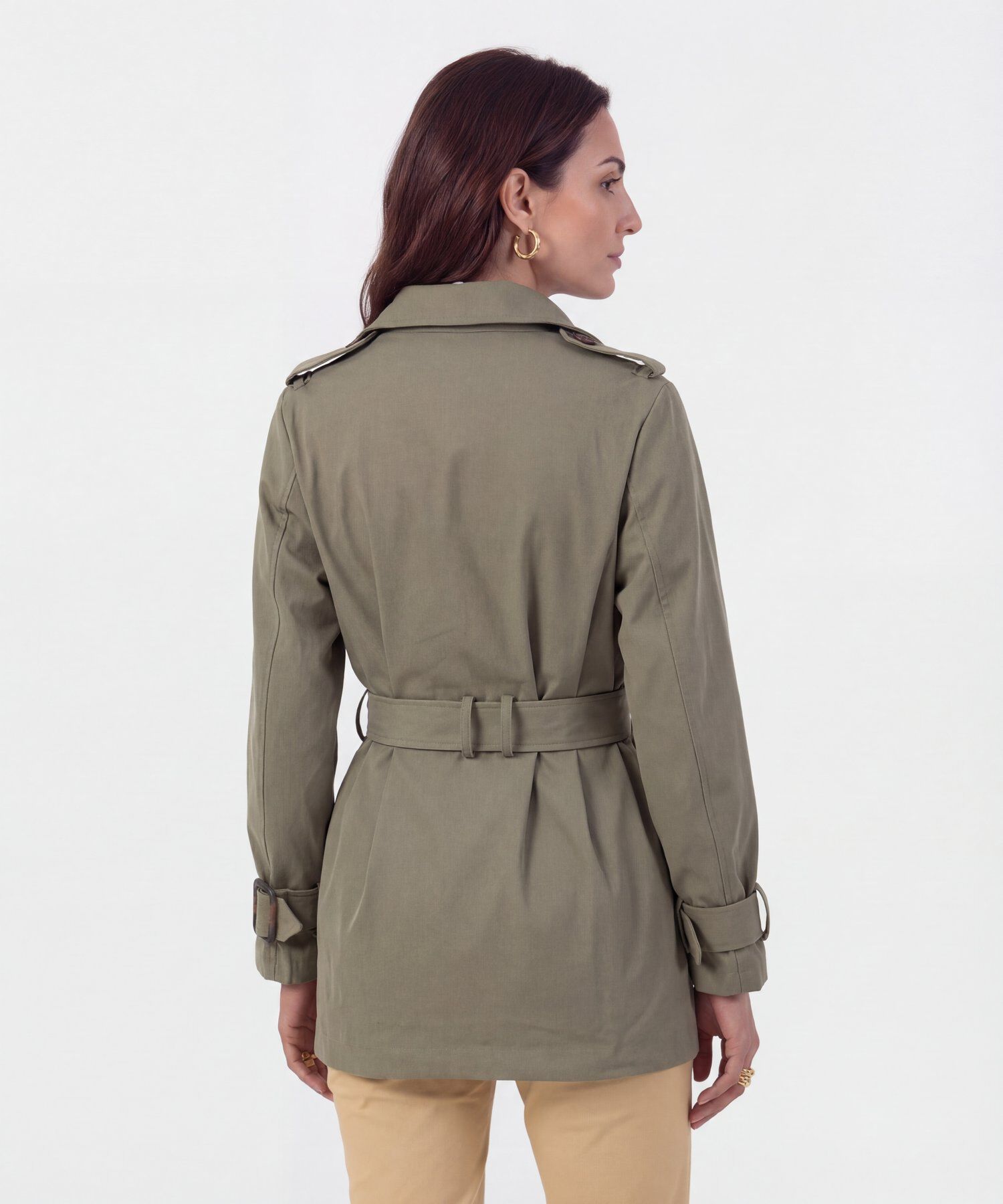 Chaqueta Trench Con Cintur&oacute;n Para Mujer