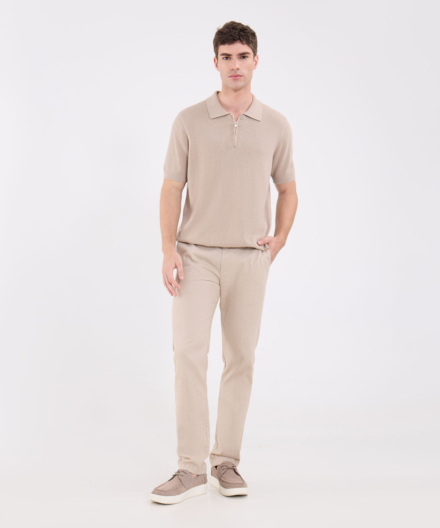 Polo Unicolor Con Cremallera