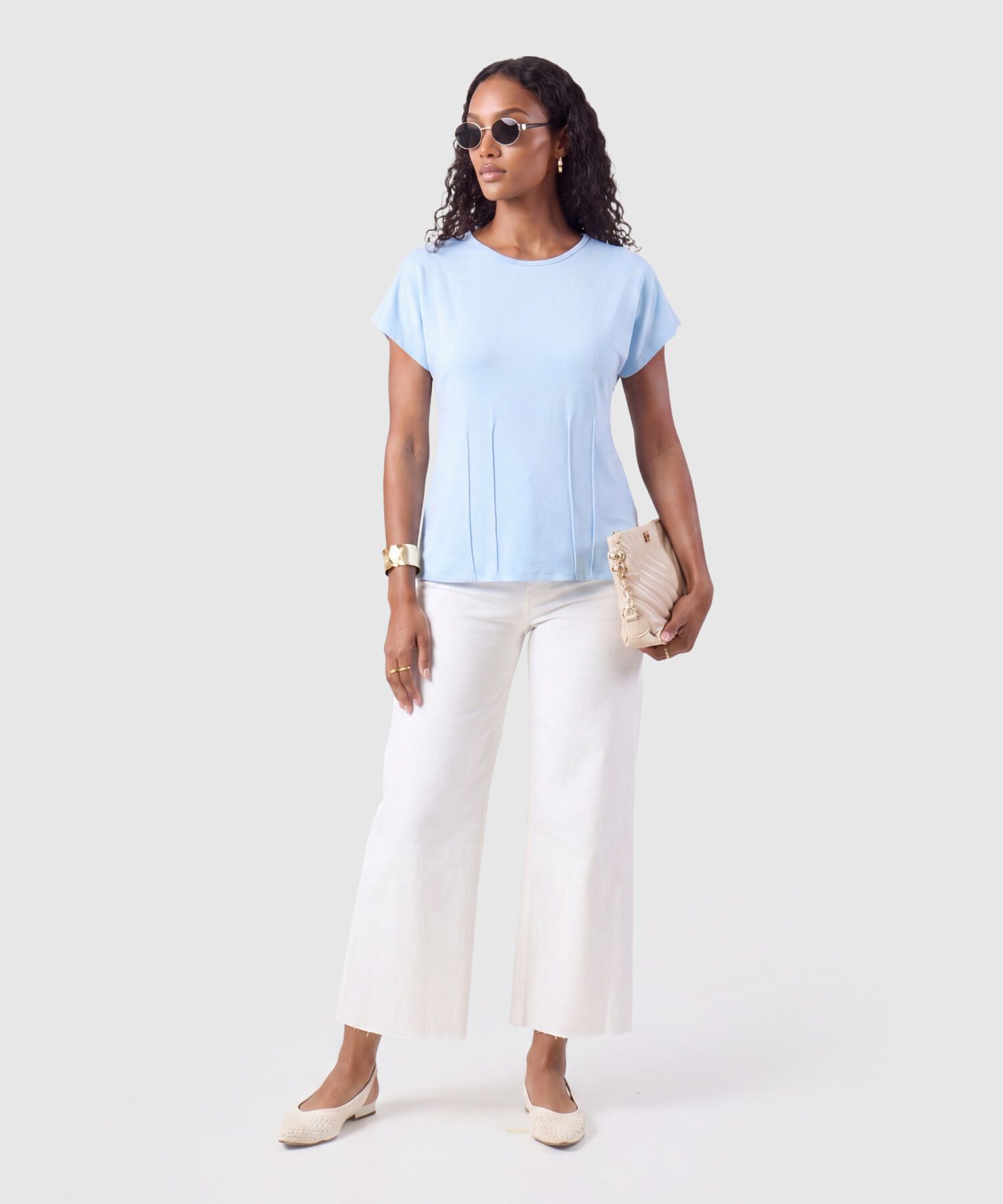 Camiseta Con Pliegues Frontales Mujer