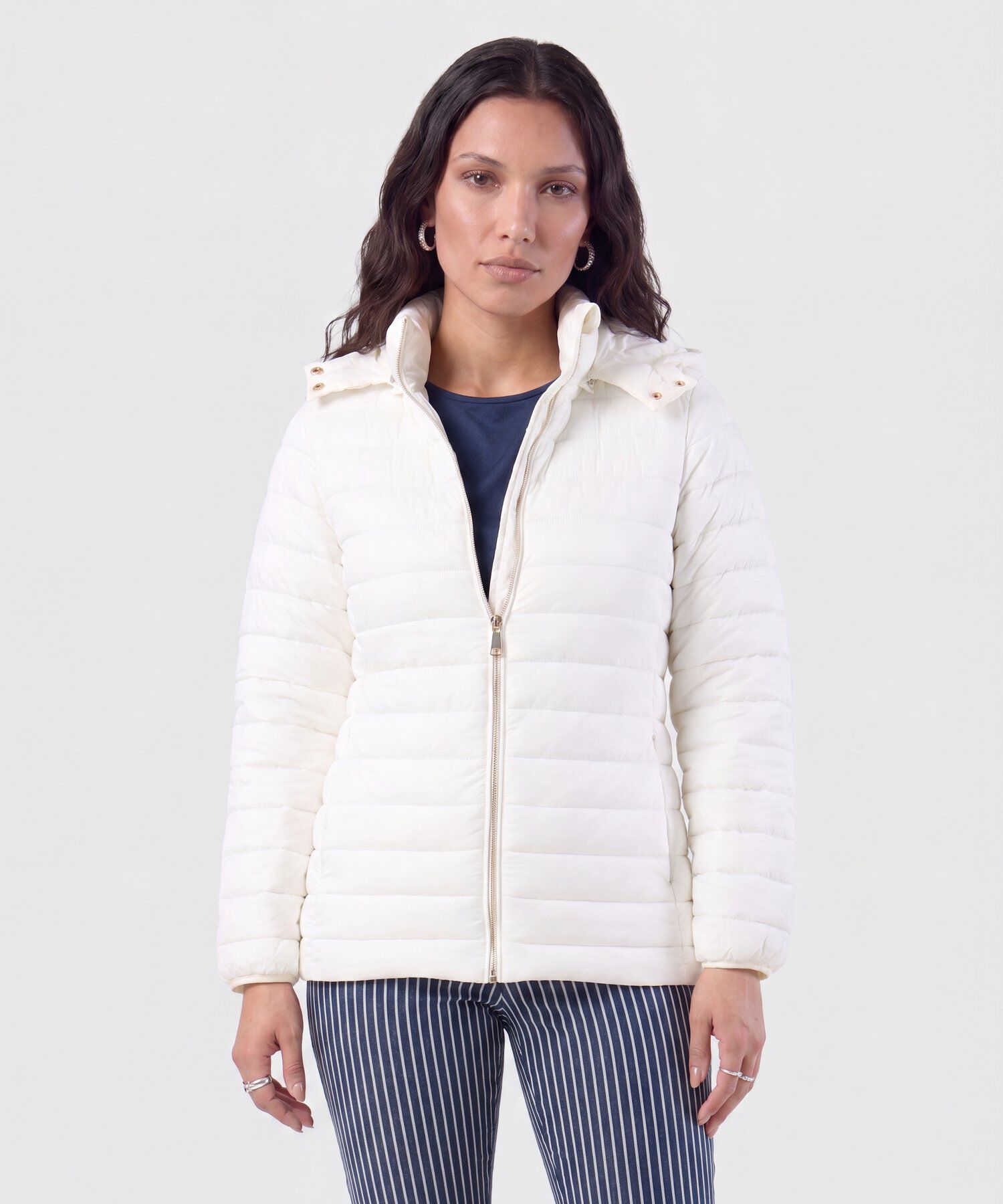 Chaqueta Acolchada Con Capota Para Mujer