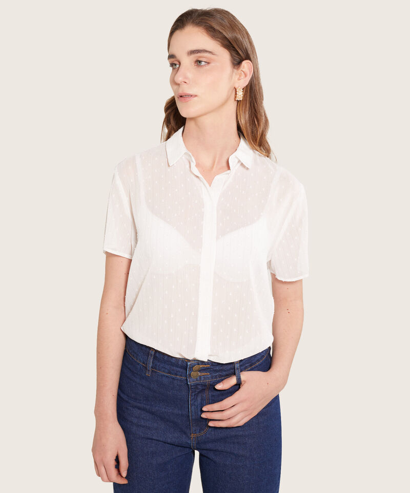 Camisa Manga Corta Unicolor Tela De Textura