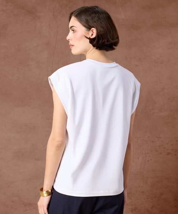 Camiseta Mujer sin Manga con Diseño Bordado