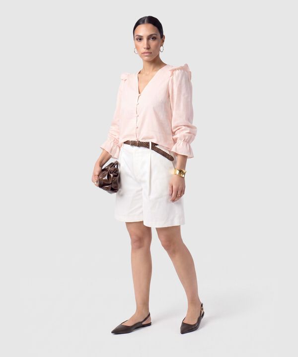 Blusa Manga Larga Con Botones Para Mujer