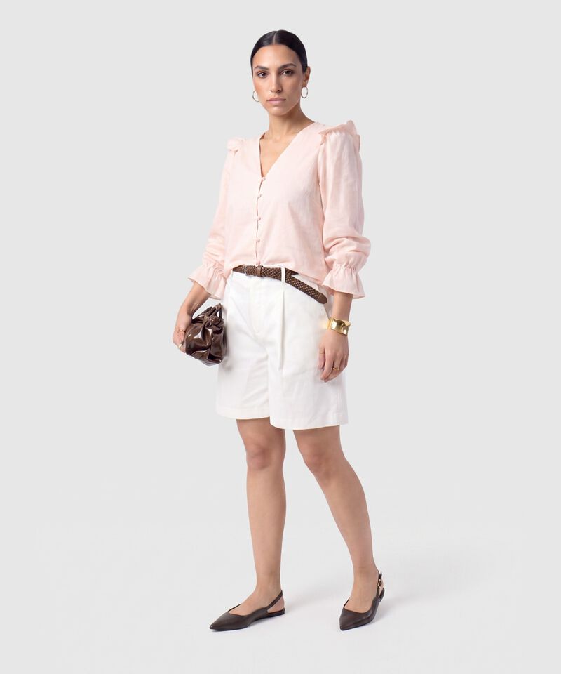 Blusa Manga Larga Con Botones Para Mujer