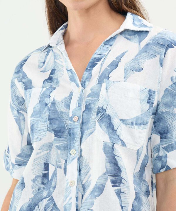 Camisa Estampada en Efecto Lino image number null