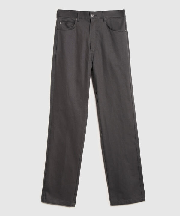 Pantalon Unicolor, 5 Bolsillos, Silueta Regular Fit