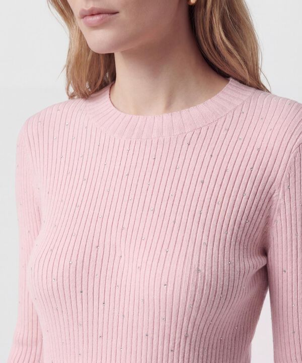 Saco De Punto Acanalado Con Brillo Mujer