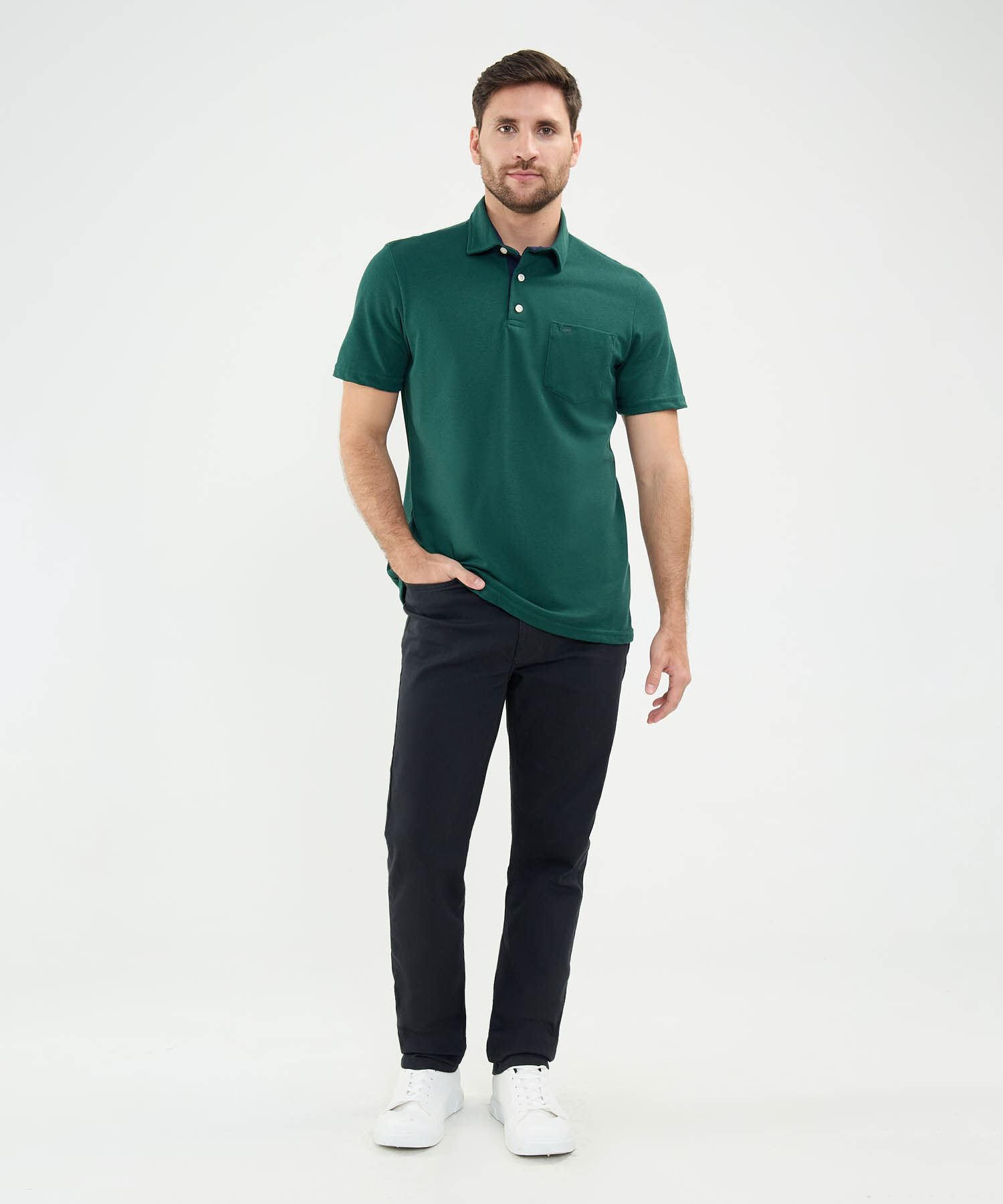 Polo Unicolor, Cuello Duro Con Bolsillo Y Silueta Regular Fit Naranja