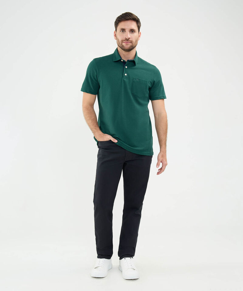 Polo Unicolor, Cuello Duro Con Bolsillo Y Silueta Regular Fit Naranja