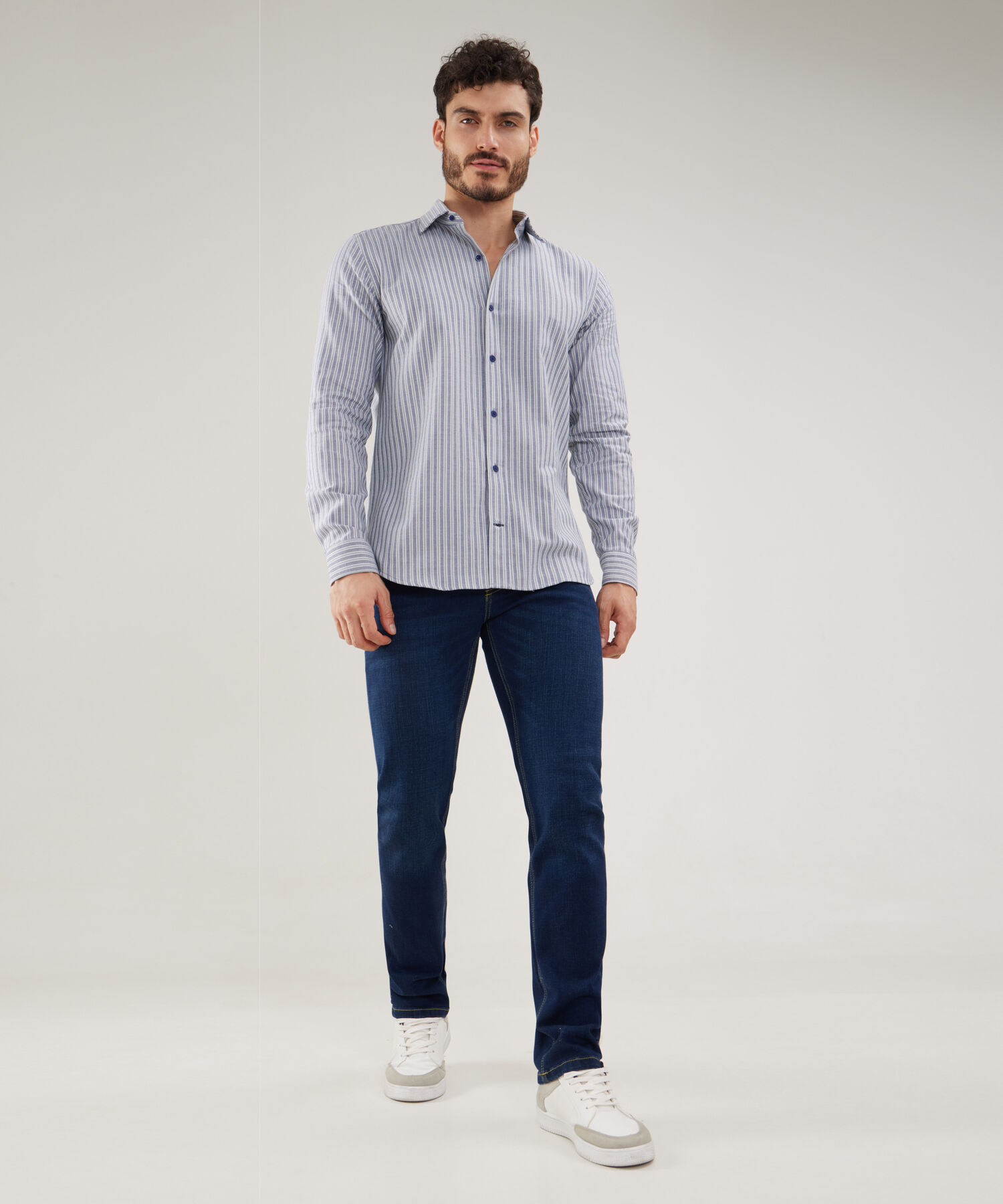 Camisa Manga Larga Preteñida , Cuello Formal Italiano