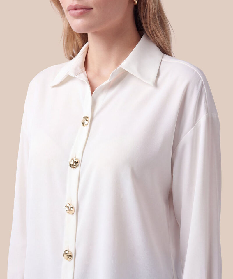 Camisa Con Botones Dorados Para Mujer