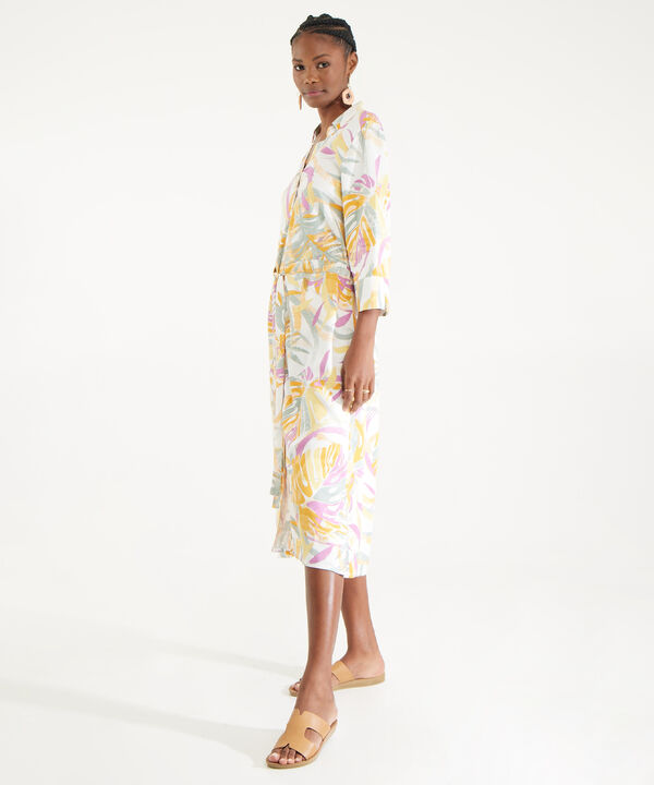 Vestido Estampado Midi Manga 3/4