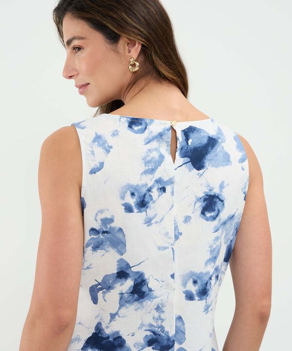 Vestido Estampado en Efecto Lino