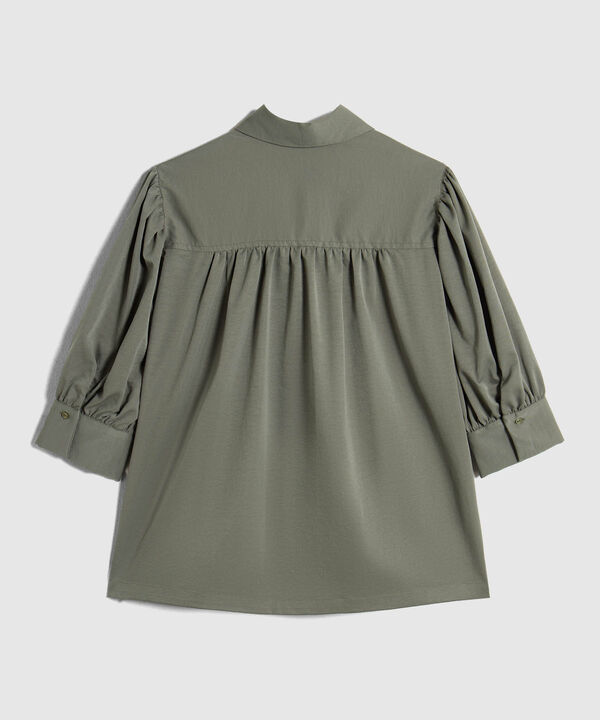 Camisa Camisera Con Mangas Recogidas Para Mujer