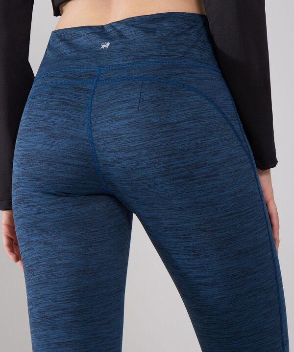 Leggings Jaspe Largo Con Reflectivos Laterales, Cotilla Y Pinzas Posteriores