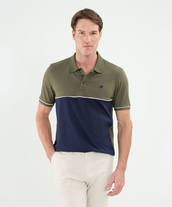 Polo Cuello Tejido Con Bloque De Color Para Hombre