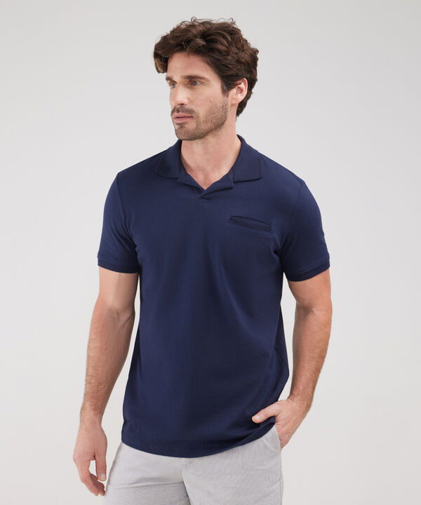 Polo Unicolor Cuello Y Puños Tejidos image number null