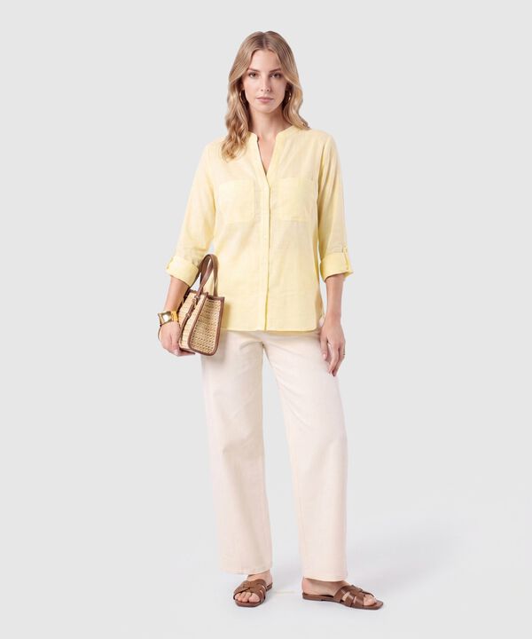Blusa Con Bolsillos Frontales Para Mujer