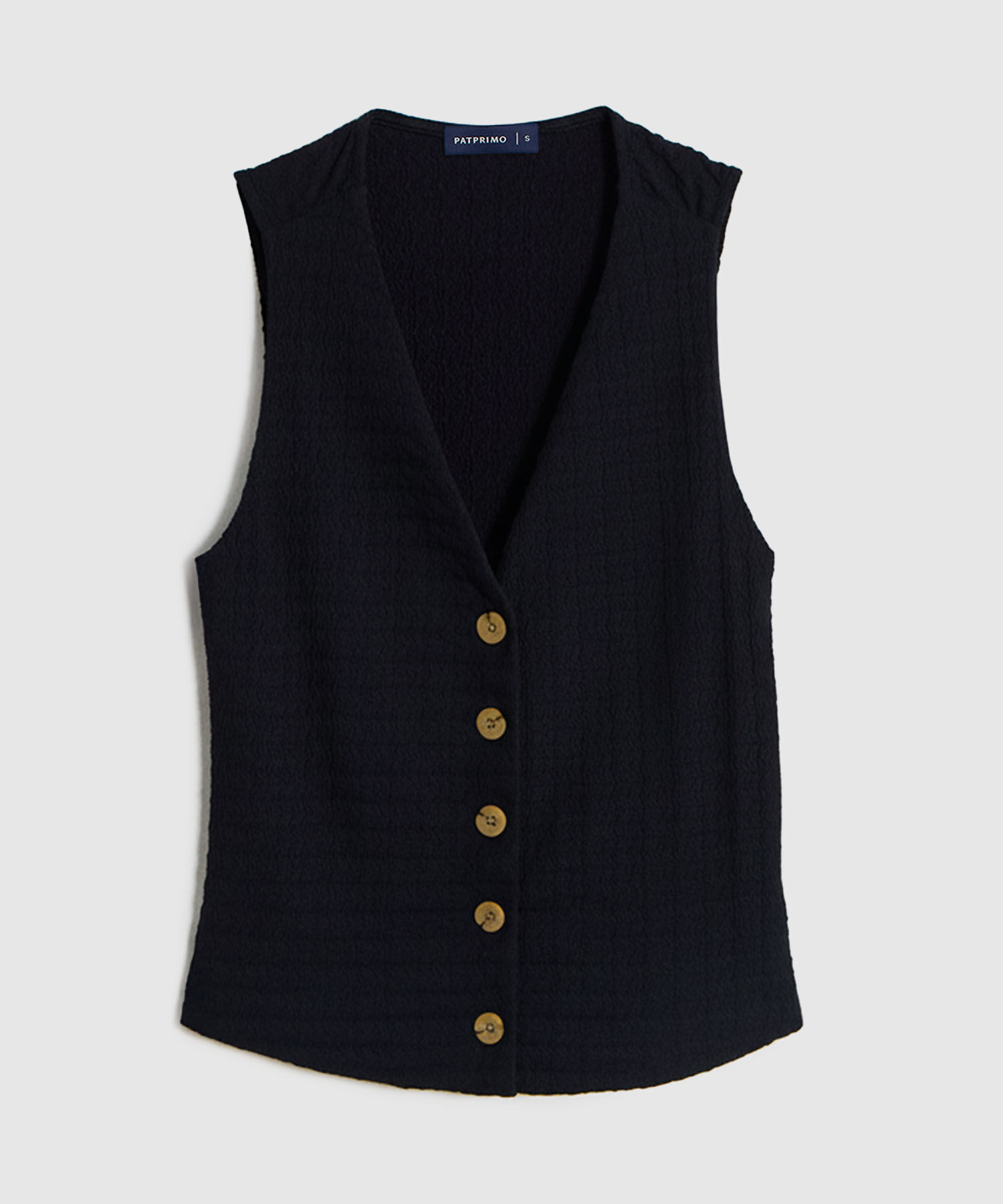 Chaleco Texturizado con Botones de Contraste para Mujer