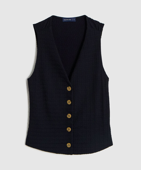 Chaleco Texturizado con Botones de Contraste para Mujer image number null