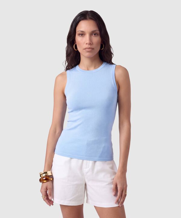 Camiseta Sin Mangas Unicolor Para Mujer image number null