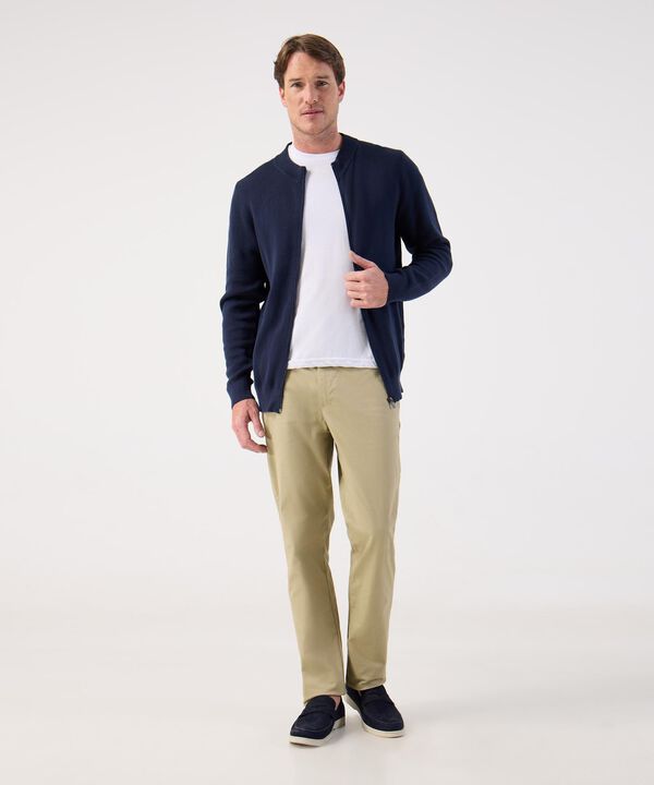 Chaqueta Bomber de Punto para Hombre con Cremallera image number null