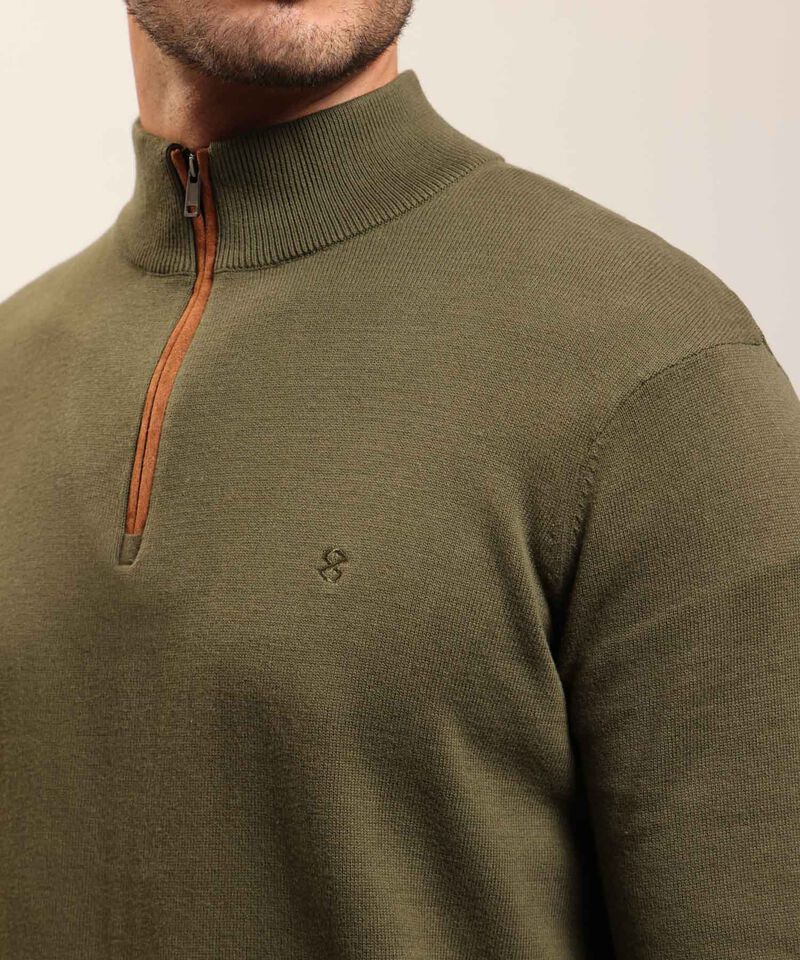 Buzo de Tejido Liso con Cuello Alto y Cremallera Para Hombre