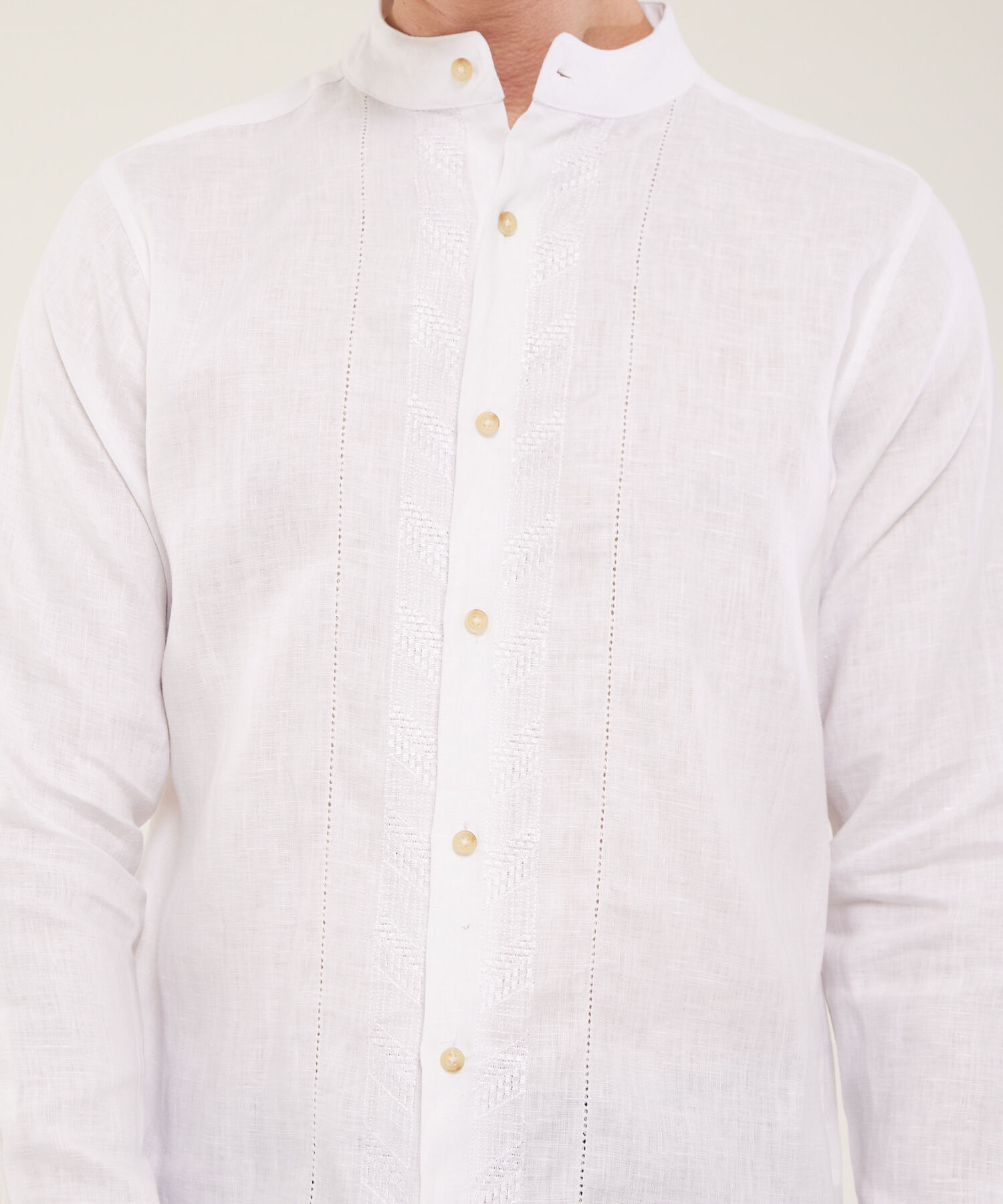 Camisa Guayabera Cuello Neru Manga Larga