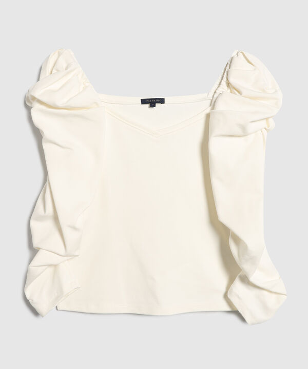 Camiseta Unicolor Con Mangas Bombachas