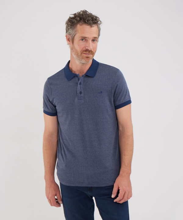 Polo Unicolor Con Textura, Cuello Y Puños Tejidos, Silueta Slim Fit, Lineas image number null