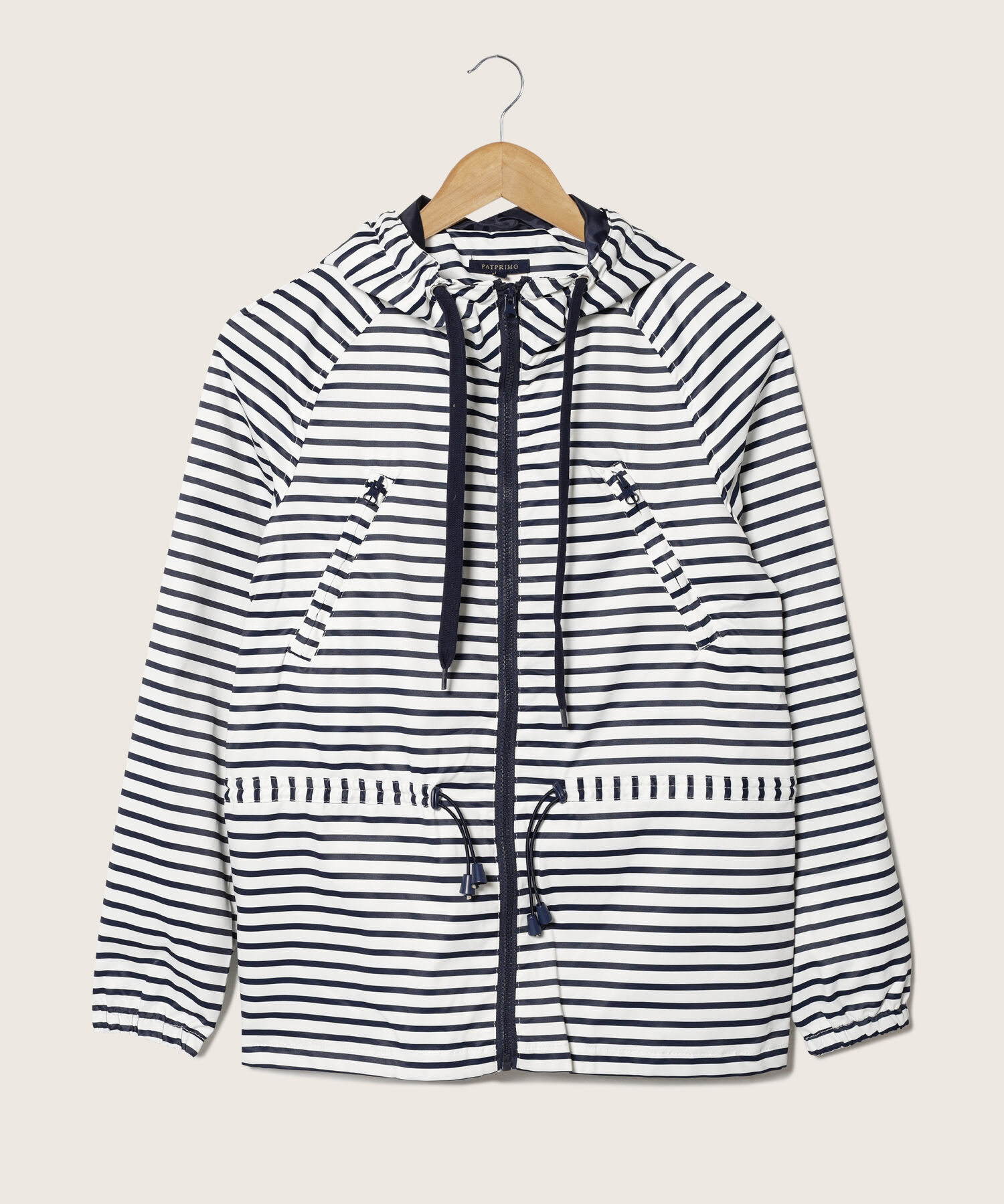 Chaqueta Manga Larga De Rayas Con Capota